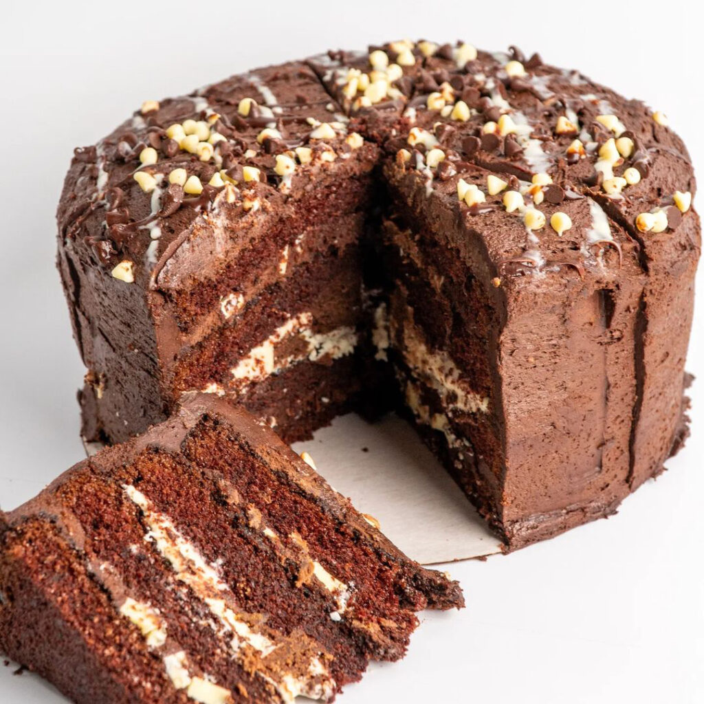 Four Layer Chocolate Fudge Cake 12 Slices Sunset Desserts Bakery